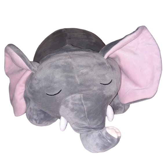 SNOOZIMALS ELEPHANT 20" Pillow Plush Gray Pink Go! Games Squishy Stuffed Animal - Picture 3 of 8